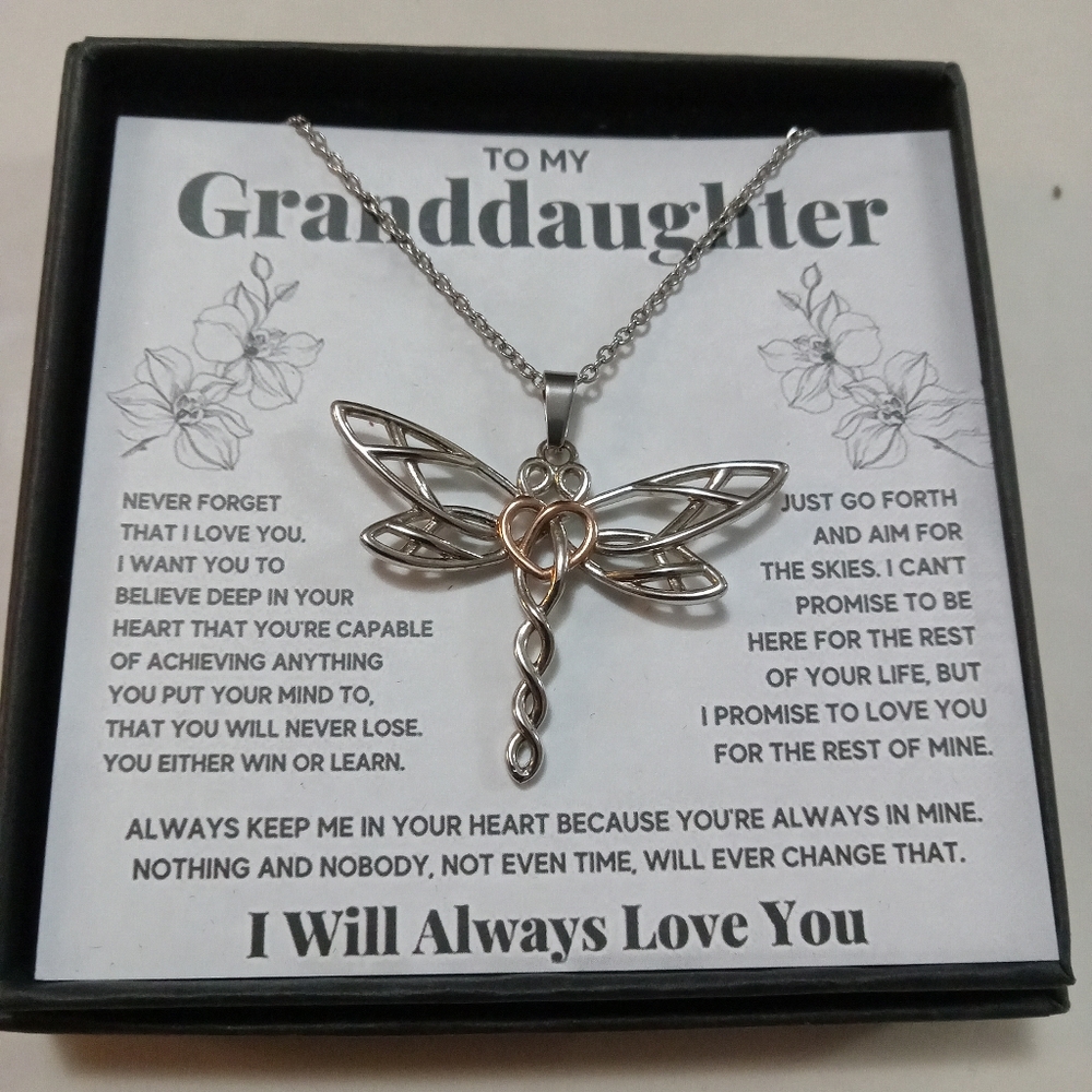Silver Dragonfly Pendant Necklace Stainless Steel